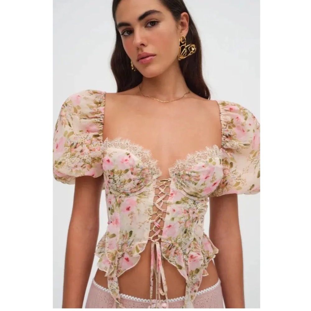 For Love & Lemons Emmaline Floral Corset Top